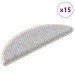 Vidaxl tapis d'escalier 15 pi�ces 56 x 17 x 3 cm argent demi - rond