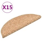 Vidaxl tapis d'escalier 15 pi�ces 56 x 17 x 3 cm dor� demi - rond