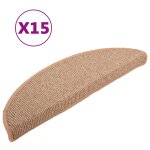 Vidaxl tapis d'escalier 15 pi�ces 56 x 17 x 3 cm marron clair demi - rond