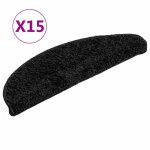 Vidaxl tapis d'escalier 15 pi�ces 56 x 17 x 3 cm noir demi - rond