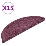 Vidaxl tapis d'escalier 15 pi�ces 56 x 17 x 3 cm violet fonc� demi - rond