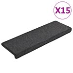 Vidaxl tapis d'escalier 15 pi�ces 65 x 21 x 4 cm anthracite bordure rectangulaire