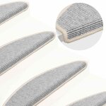 Vidaxl tapis d'escalier 15 pi�ces 65 x 21 x 4 cm argent demi - rond grand