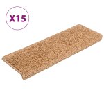 Vidaxl tapis d'escalier 15 pi�ces 65 x 21 x 4 cm beige bord rectangulaire