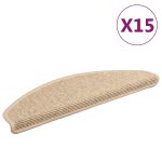 Vidaxl tapis d'escalier 15 pi�ces 65 x 21 x 4 cm beige clair demi - rond grand