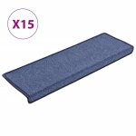 Vidaxl tapis d'escalier 15 pi�ces 65 x 21 x 4 cm bleu bord rectangulaire