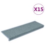 Vidaxl tapis d'escalier 15 pi�ces 65 x 21 x 4 cm bordure rectangulaire bleu mer