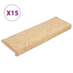 Vidaxl tapis d'escalier 15 pi�ces 65 x 21 x 4 cm cr�me bord rectangulaire