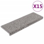 Vidaxl tapis d'escalier 15 pi�ces 65 x 21 x 4 cm gris bord rectangulaire