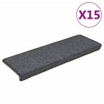 Vidaxl tapis d'escalier 15 pi�ces 65 x 21 x 4 cm gris fonc� bord rectangulaire