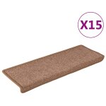 Vidaxl tapis d'escalier 15 pi�ces 65 x 21 x 4 cm marron bord rectangulaire