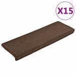 Vidaxl tapis d'escalier 15 pi�ces 65 x 21 x 4 cm marron bord rectangulaire