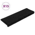 Vidaxl tapis d'escalier 15 pi�ces 65 x 21 x 4 cm noir bord rectangulaire