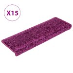 Vidaxl tapis d'escalier 15 pi�ces 65 x 21 x 4 cm violet bord rectangulaire