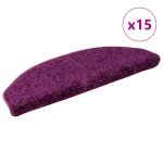 Vidaxl tapis d'escalier 15 pi�ces 65 x 21 x 4 cm violet demi - rond grand