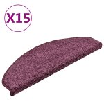 Vidaxl tapis d'escalier 15 pi�ces 65 x 21 x 4 cm violet fonc� demi - rond grand