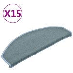 Vidaxl tapis d'escalier 15 pi�ces 65 x 24 x 4 cm bleu mer demi - rond grand