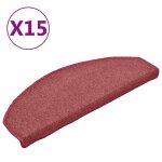 Vidaxl tapis d'escalier 15 pi�ces 65 x 24 x 4 cm bordeaux demi - rond grand