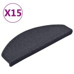 Vidaxl tapis d'escalier 15 pi�ces 65 x 24 x 4 cm gris fonc� et bleu demi - rond grand