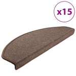 Vidaxl tapis d'escalier 15 pi�ces 65 x 24 x 4 cm marron caf� demi - rond grand