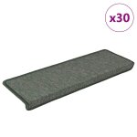 Vidaxl tapis d'escalier 30 pi�ces 65 x 21 x 4 cm vert fonc� bord rectangulaire