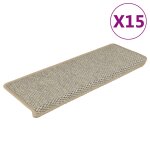 Vidaxl tapis d'escalier adh�sifs sisal 15 pcs 65x21x4 cm vert clair