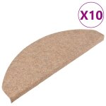 Vidaxl tapis d'escalier auto - adh�sifs 10 pcs beige 65x22, 5x3, 5 cm