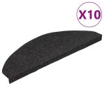 Vidaxl tapis d'escalier auto - adh�sifs 10 pcs noir 65x22, 5x3, 5 cm