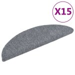 Vidaxl tapis d'escalier autocollants 15 pi�ces 56 x 17 x 3 cm gris clair demi - rond