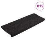 Vidaxl tapis d'escalier auto - adh�sifs 15 pcs 65x24, 5x3, 5 cm anthracite