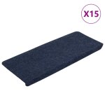 Vidaxl tapis d'escalier auto - adh�sifs 15 pcs 65x24, 5x3, 5 cm bleu