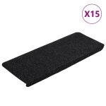 Vidaxl tapis d'escalier auto - adh�sifs 15 pcs 65x24, 5x3, 5 cm noir