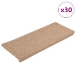 Vidaxl tapis d'escalier auto - adh�sifs 30 pcs beige 65x24, 5x3, 5 cm
