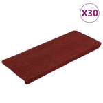 Vidaxl tapis d'escalier auto - adh�sifs 30 pcs rouge 65x22, 5x3, 5 cm