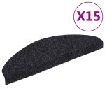 Vidaxl tapis d'escalier autocollants 15 pi�ces 65 x 21 x 4 cm noir demi - rond grand