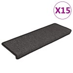Vidaxl tapis d'escalier autocollants 15 pcs 65x21x4 cm anthracite