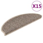Vidaxl tapis d'escalier autocollants 15 pcs 65x21x4 cm beige fonc�