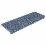 Vidaxl tapis d'escalier autocollants 15 pcs 65x21x4 cm bleu