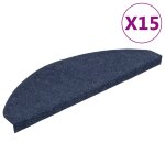 Vidaxl tapis d'escalier autocollants 15 pcs 65x22, 5x3, 5 cm bleu