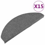 Vidaxl tapis d'escalier autocollants 15 pcs 65x22, 5x3, 5 cm gris