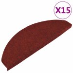 Vidaxl tapis d'escalier autocollants 15 pcs 65x22, 5x3, 5 cm rouge