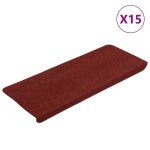 Vidaxl tapis d'escalier autocollants 15 pcs 65x24, 5x3, 5 cm rouge