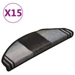 Vidaxl tapis d'escalier autocollants 15 pcs noir et gris 65x21x4 cm Vidaxl tapis d'escalier autocollants 15 pcs noir et gris 65x21x4 cm