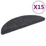 Vidaxl tapis d'escalier autocollants 15 pi�ces 56 x 17 x 3 cm gris fonc� demi - rond