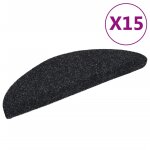 Vidaxl tapis d'escalier autocollants 15 pi�ces 56 x 17 x 3 cm noir demi - rond