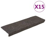 Vidaxl tapis d'escalier autocollants 15 pi�ces 65 x 21 x 4 cm anthracite bord rectangulaire