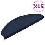 Vidaxl tapis d'escalier autocollants 15 pi�ces 65 x 21 x 4 cm bleu marine demi - rond grand