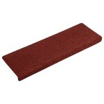 Vidaxl tapis d'escalier autocollants 15 pi�ces 65 x 21 x 4 cm bordure rectangulaire rouge bordeaux