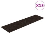 Vidaxl tapis d'escalier autocollants 15 pi�ces 76 x 20 cm marron fonc� rectangulaire