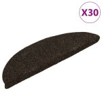 Vidaxl tapis d'escalier auto - adh�sifs 30 pi�ces 56 x 17 x 3 cm marron fonc� demi - rond